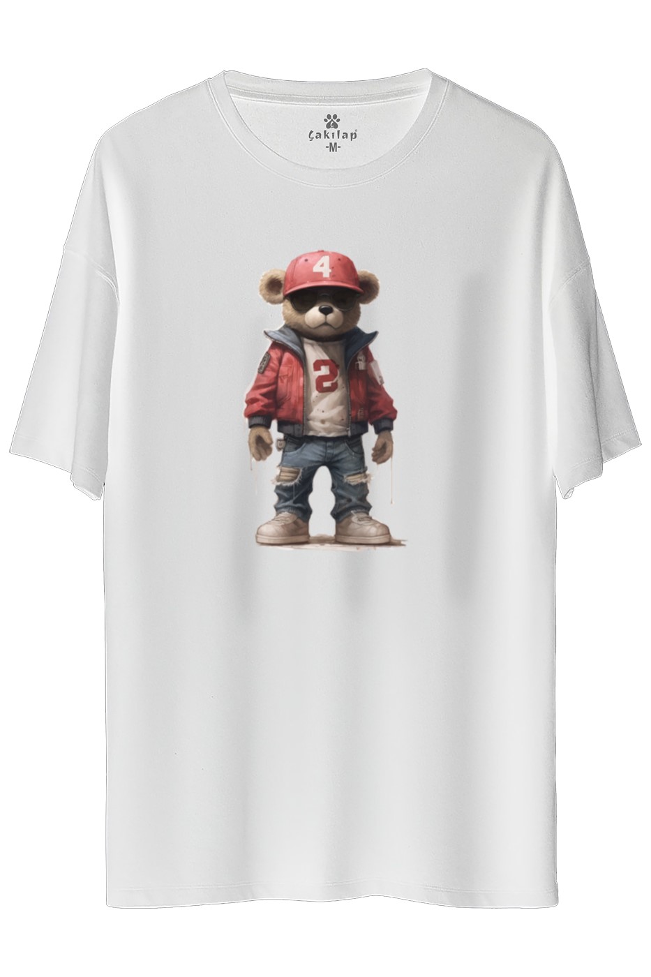 Ayıcık Baskılı Oversize Tişört