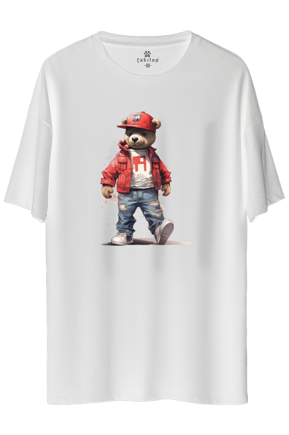 Ayıcık Baskılı Oversize Tişört