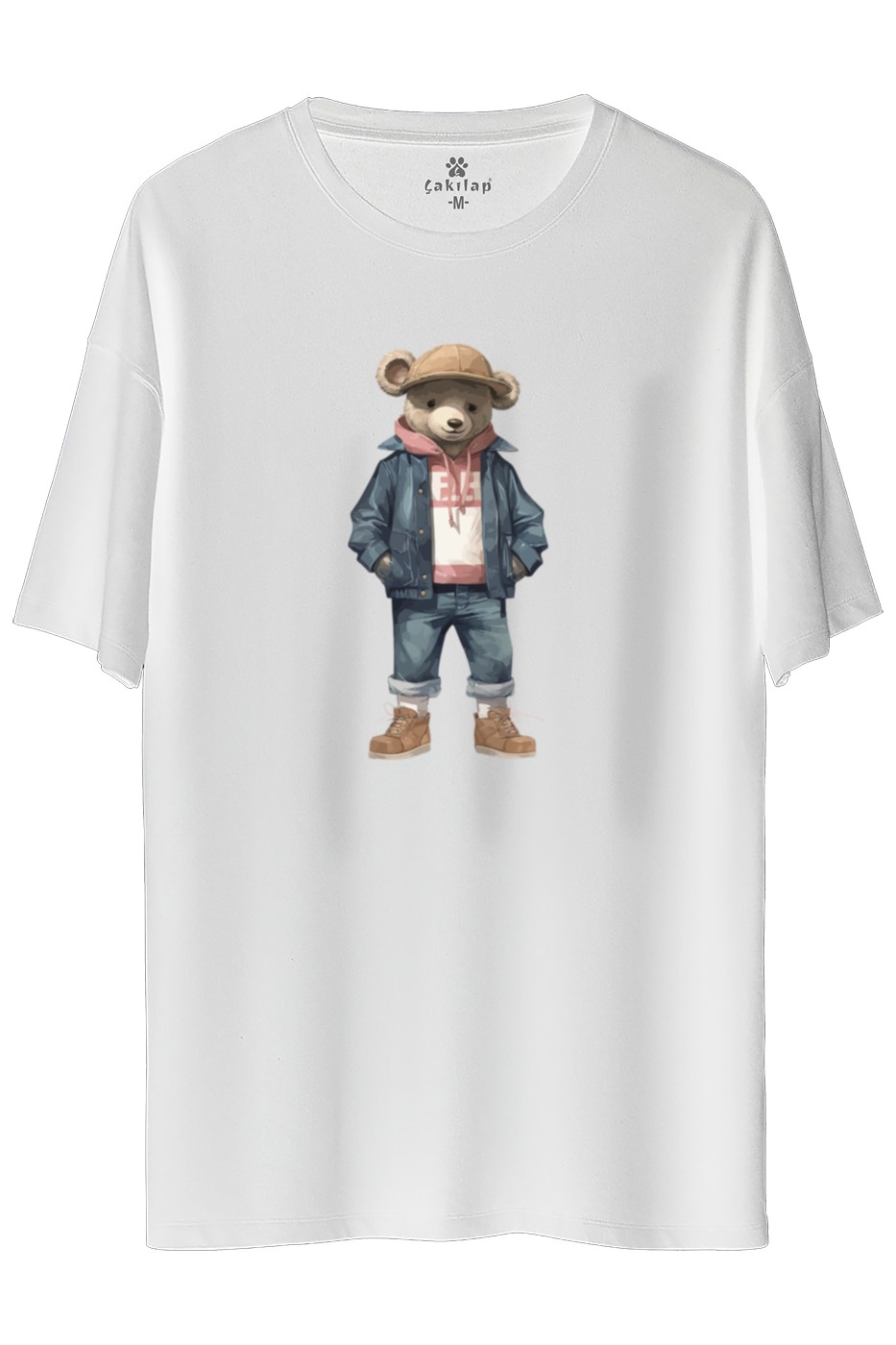 Ayıcık Baskılı Oversize Tişört