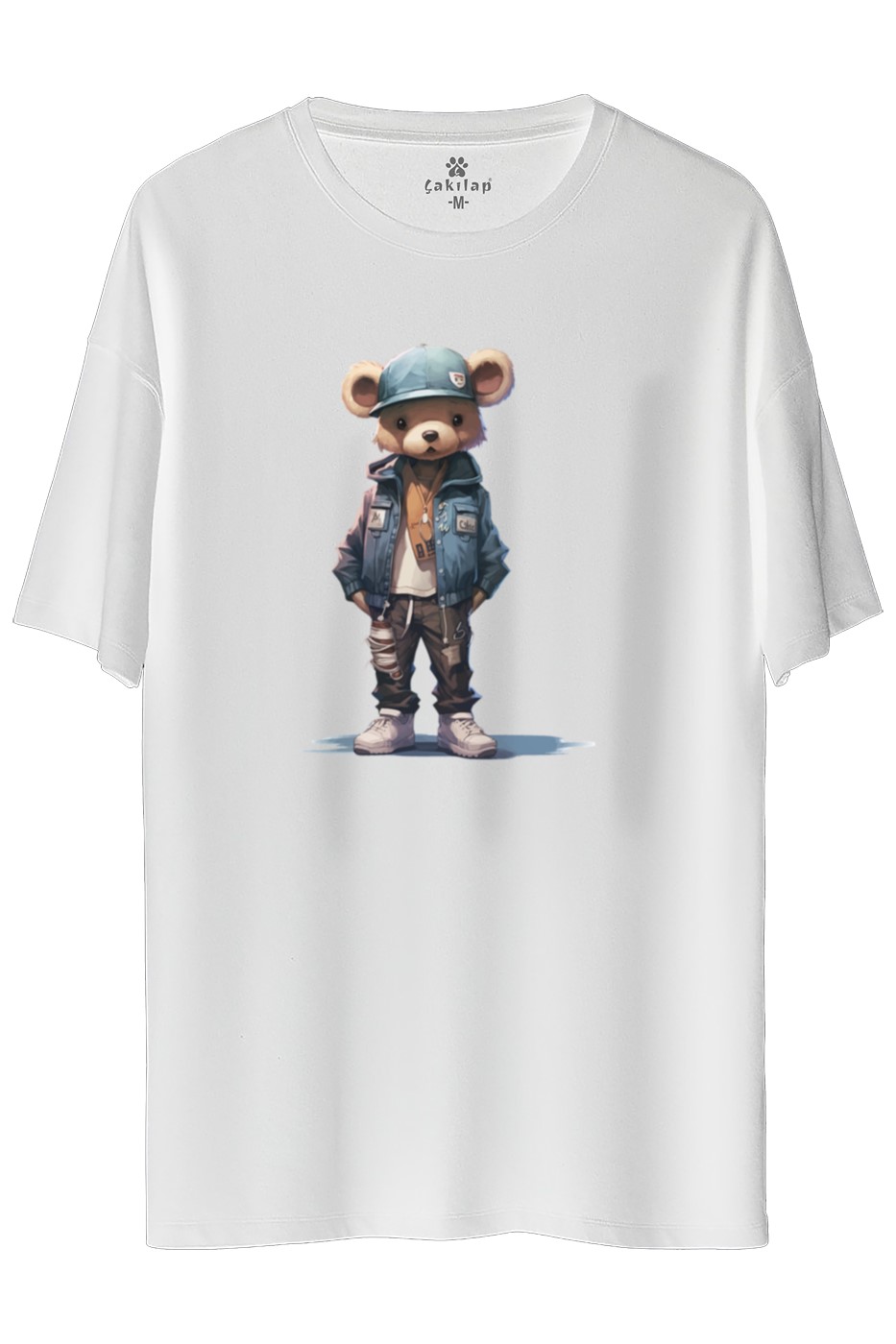 Ayıcık Baskılı Oversize Tişört