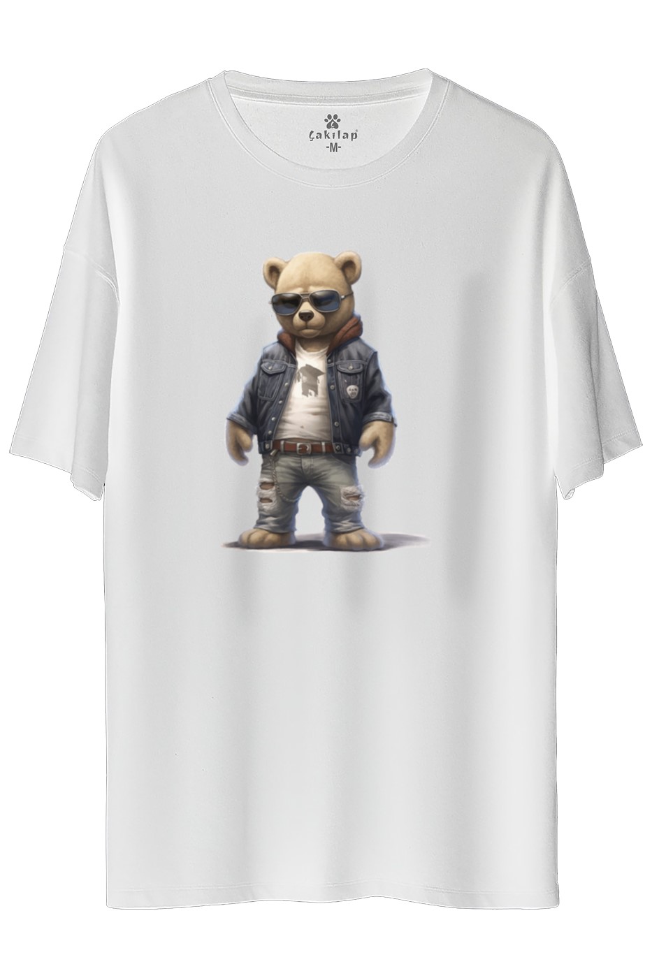 Ayıcık Baskılı Oversize Tişört