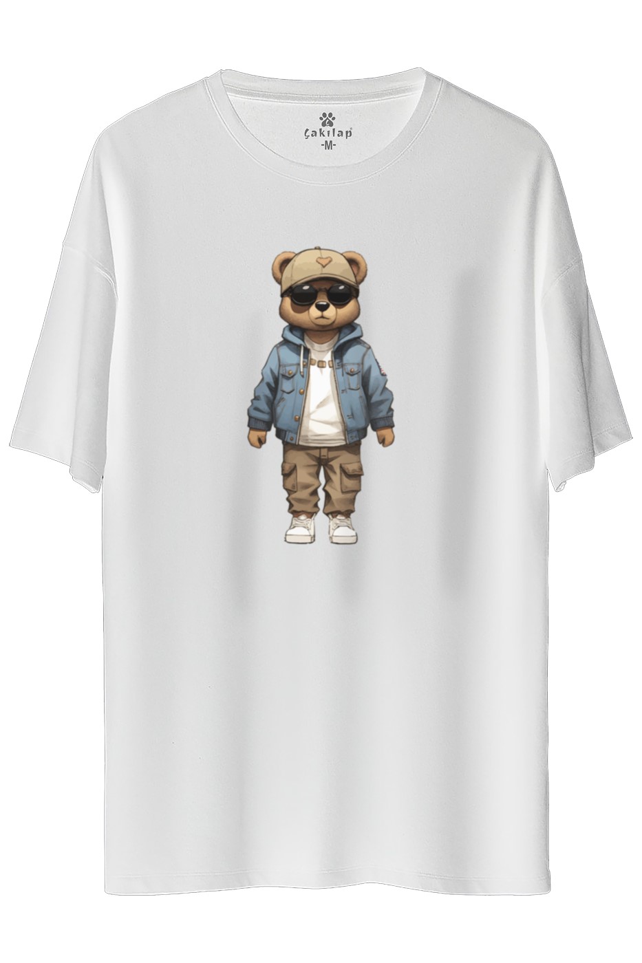 Ayıcık Baskılı Oversize Tişört