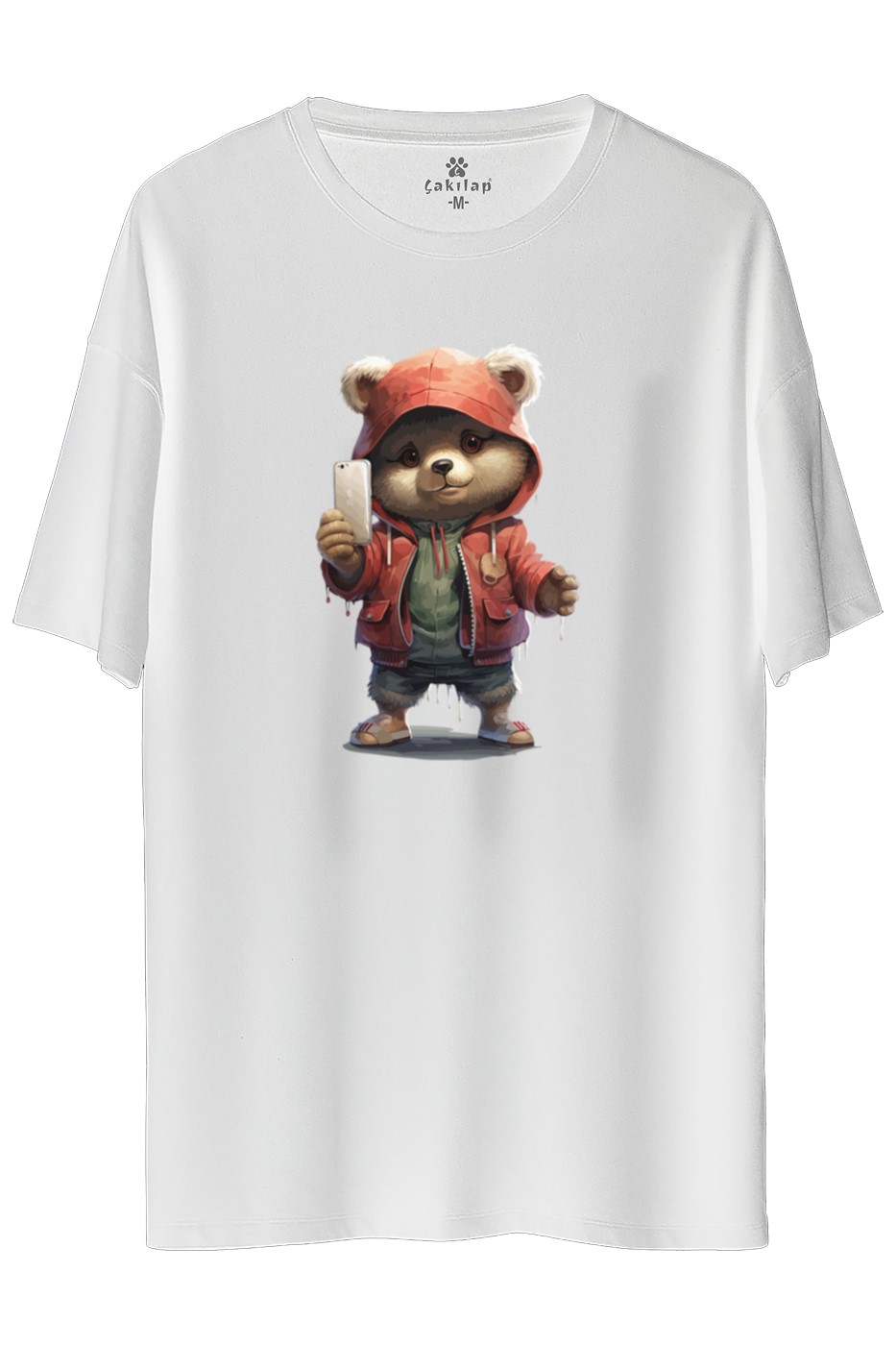 Ayıcık Baskılı Oversize Tişört