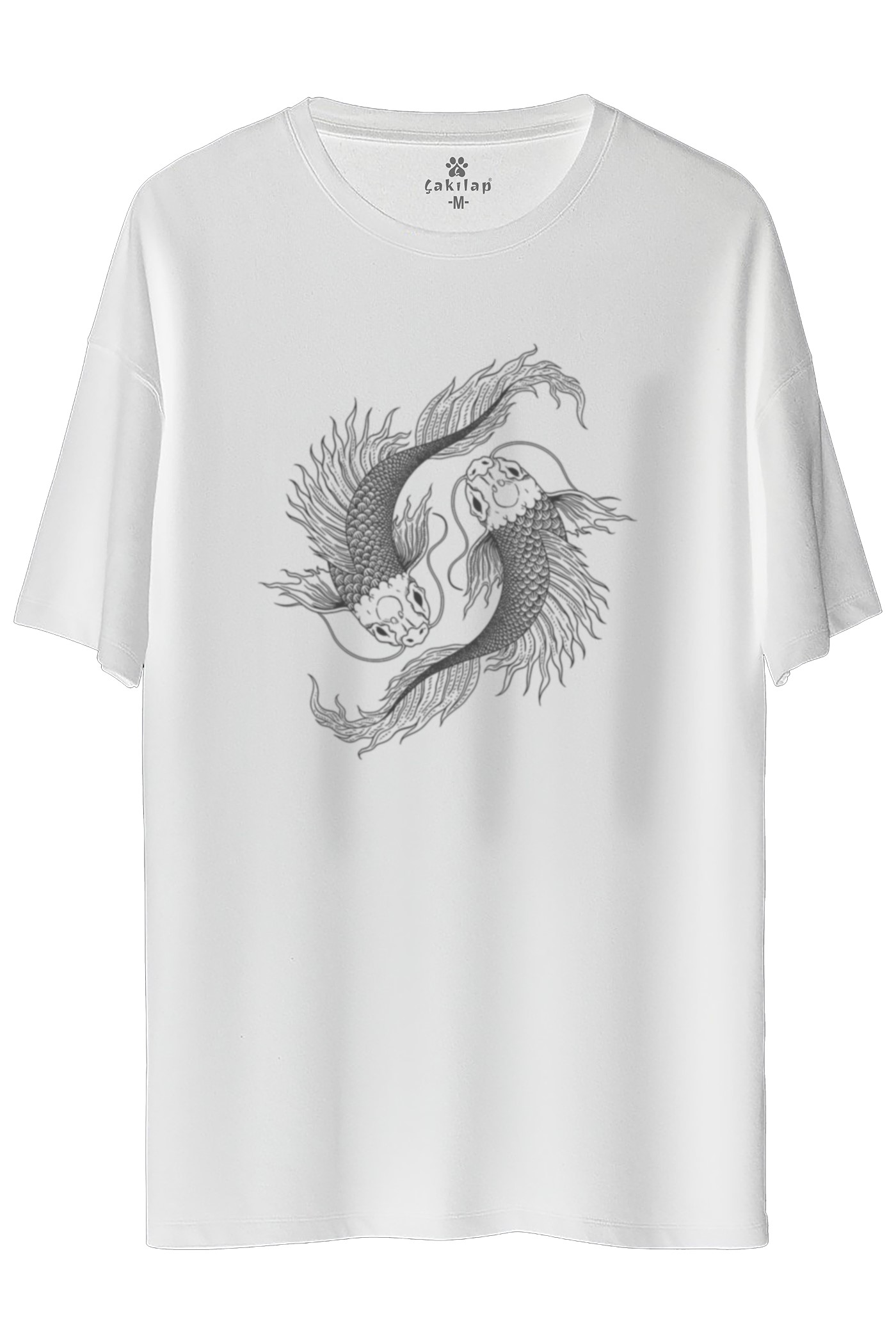 Balık Baskılı Oversize Tişört