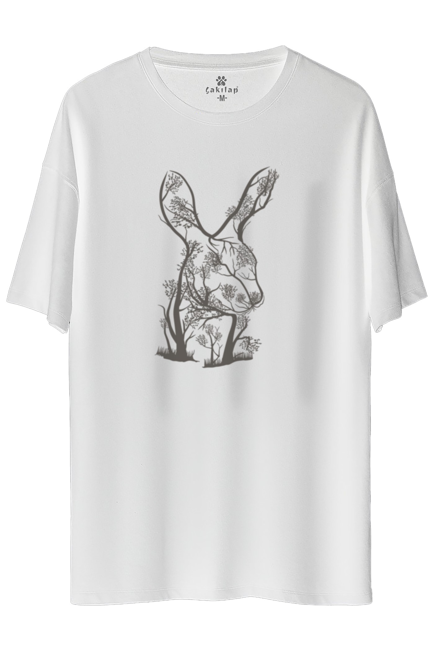 Doğa Tavaşan Baskılı Oversize Tişört