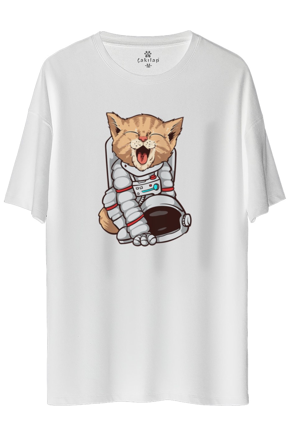 Kedi Baskılı Oversize Tişört