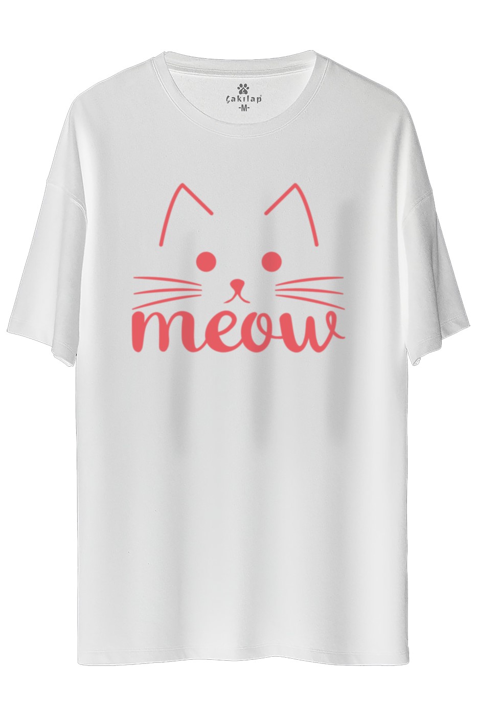 Kedi Baskılı Oversize Tişört