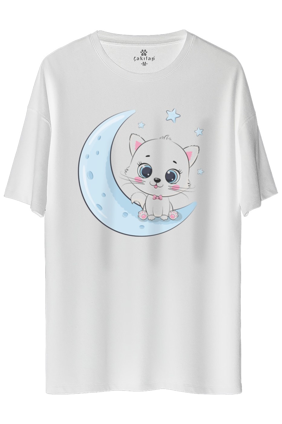 Kedi Baskılı Oversize Tişört