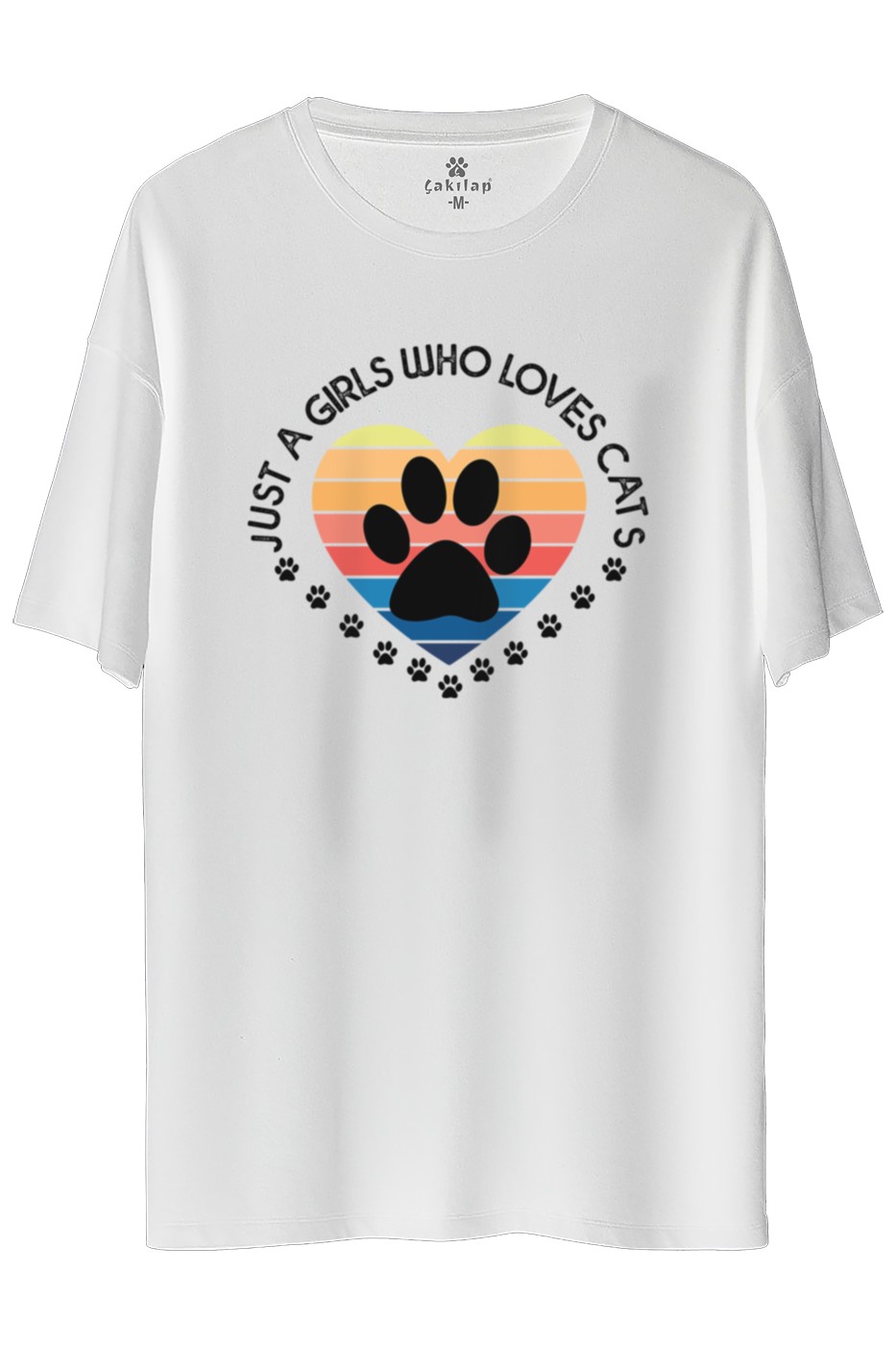 Kedi Baskılı Oversize Tişört