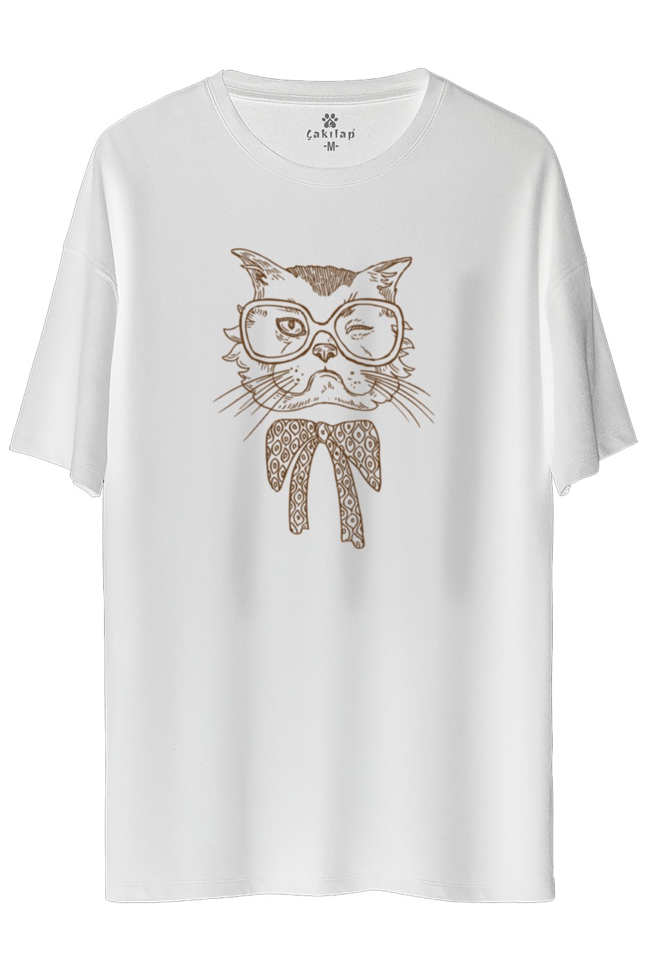 Kedi Baskılı Oversize Tişört
