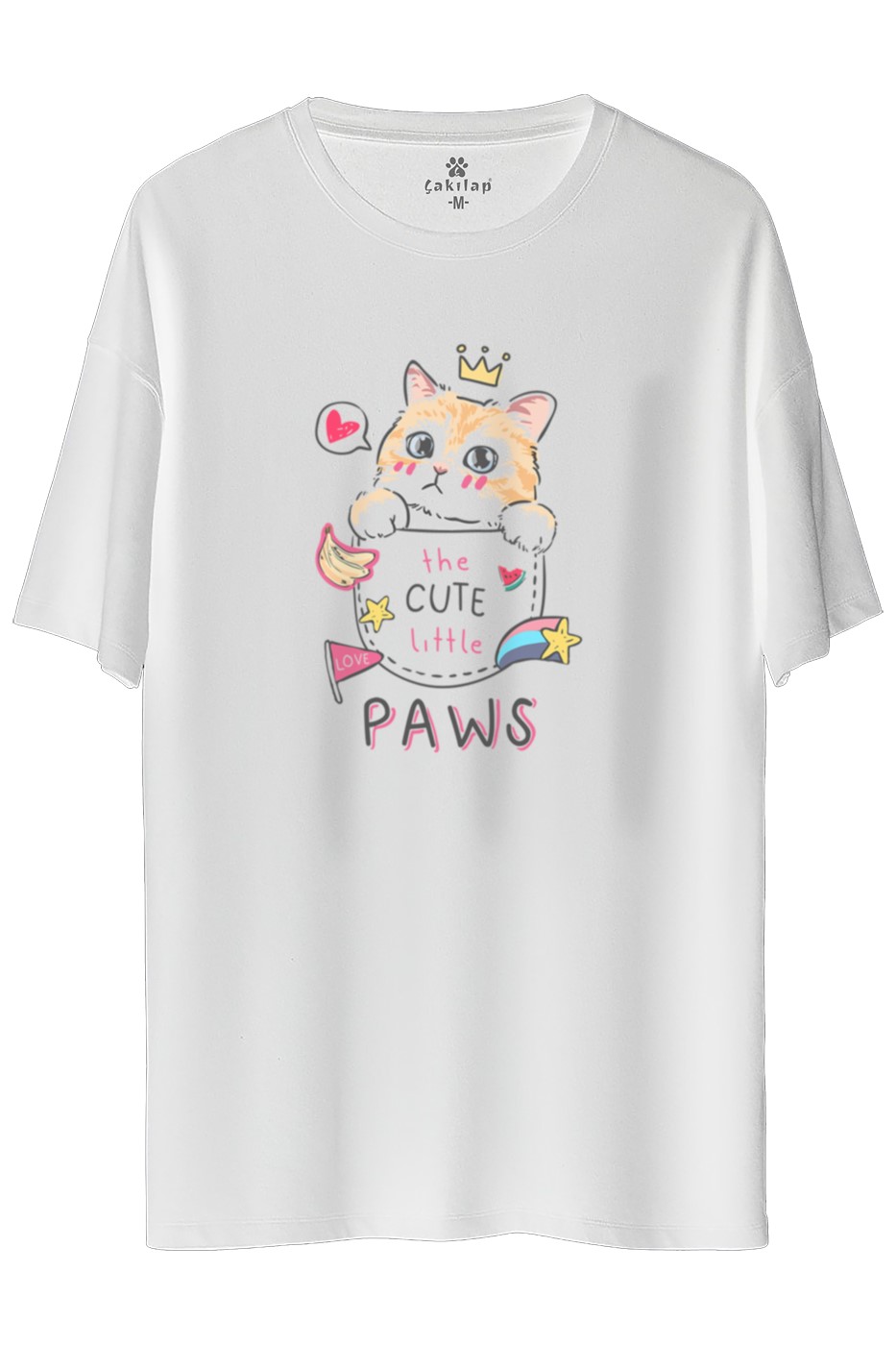 Kedi Baskılı Oversize Tişört