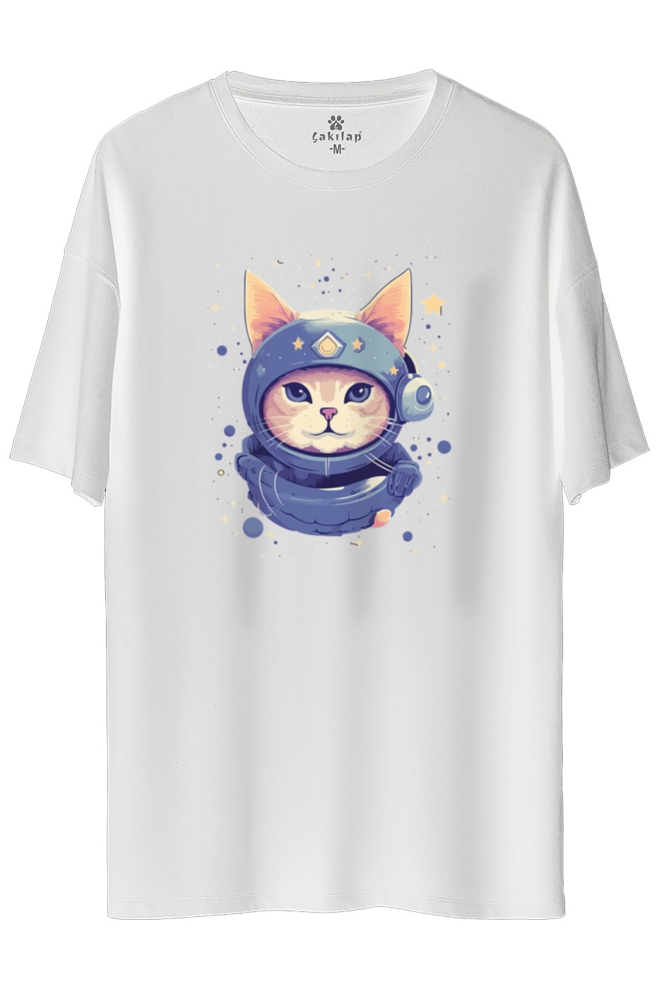 Kedi Baskılı Oversize Tişört