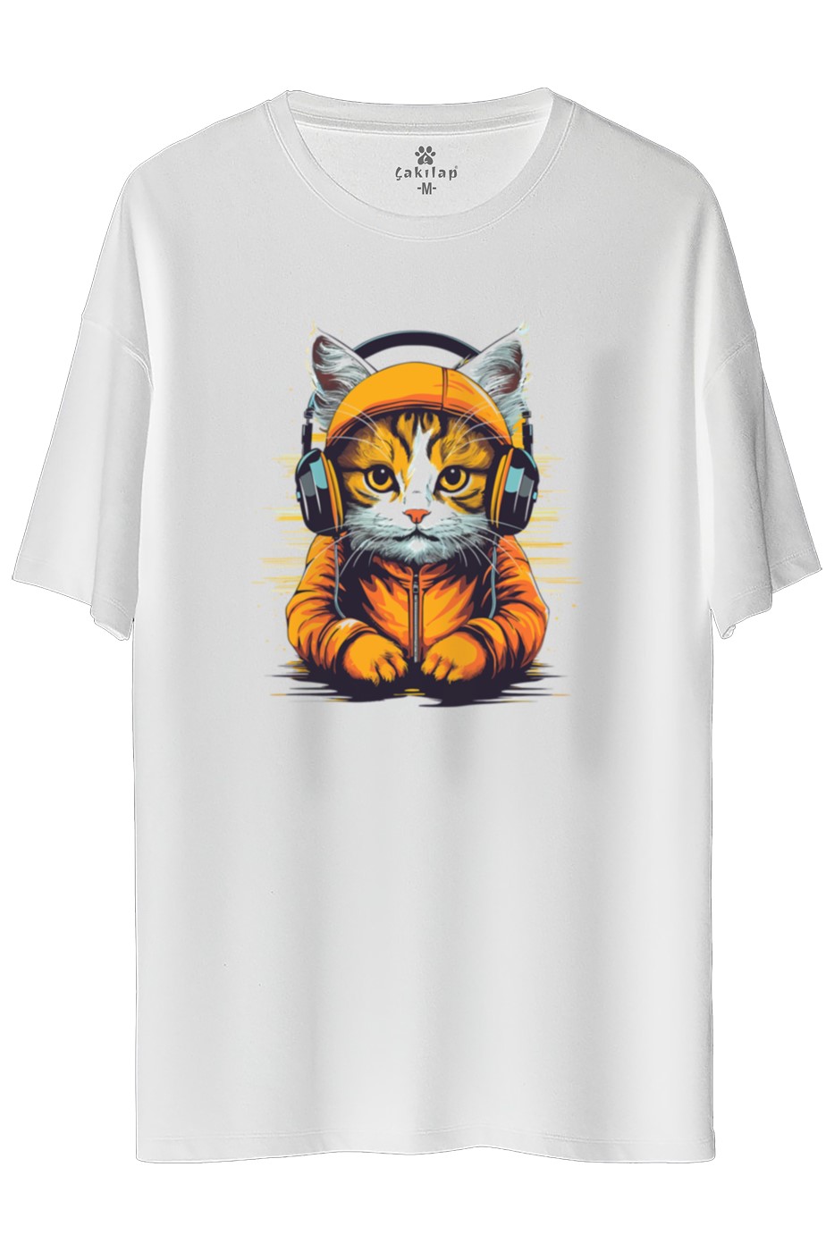Kedi Baskılı Oversize Tişört