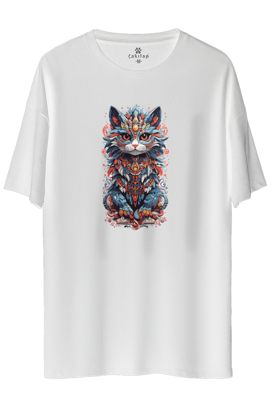 Kedi Baskılı Oversize Tişört
