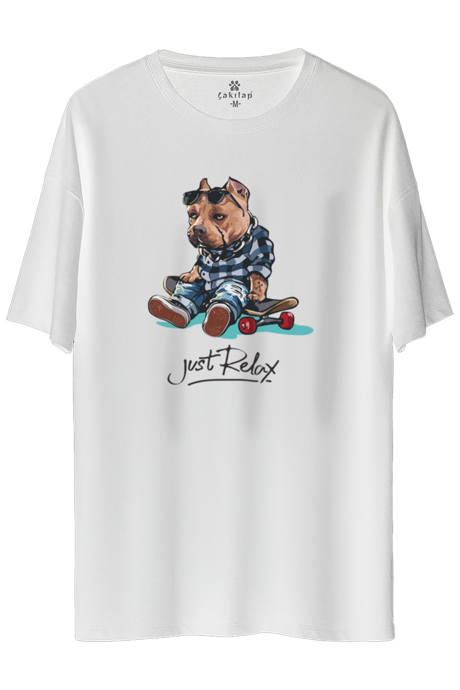 Köpek Baskılı Oversize Tişört