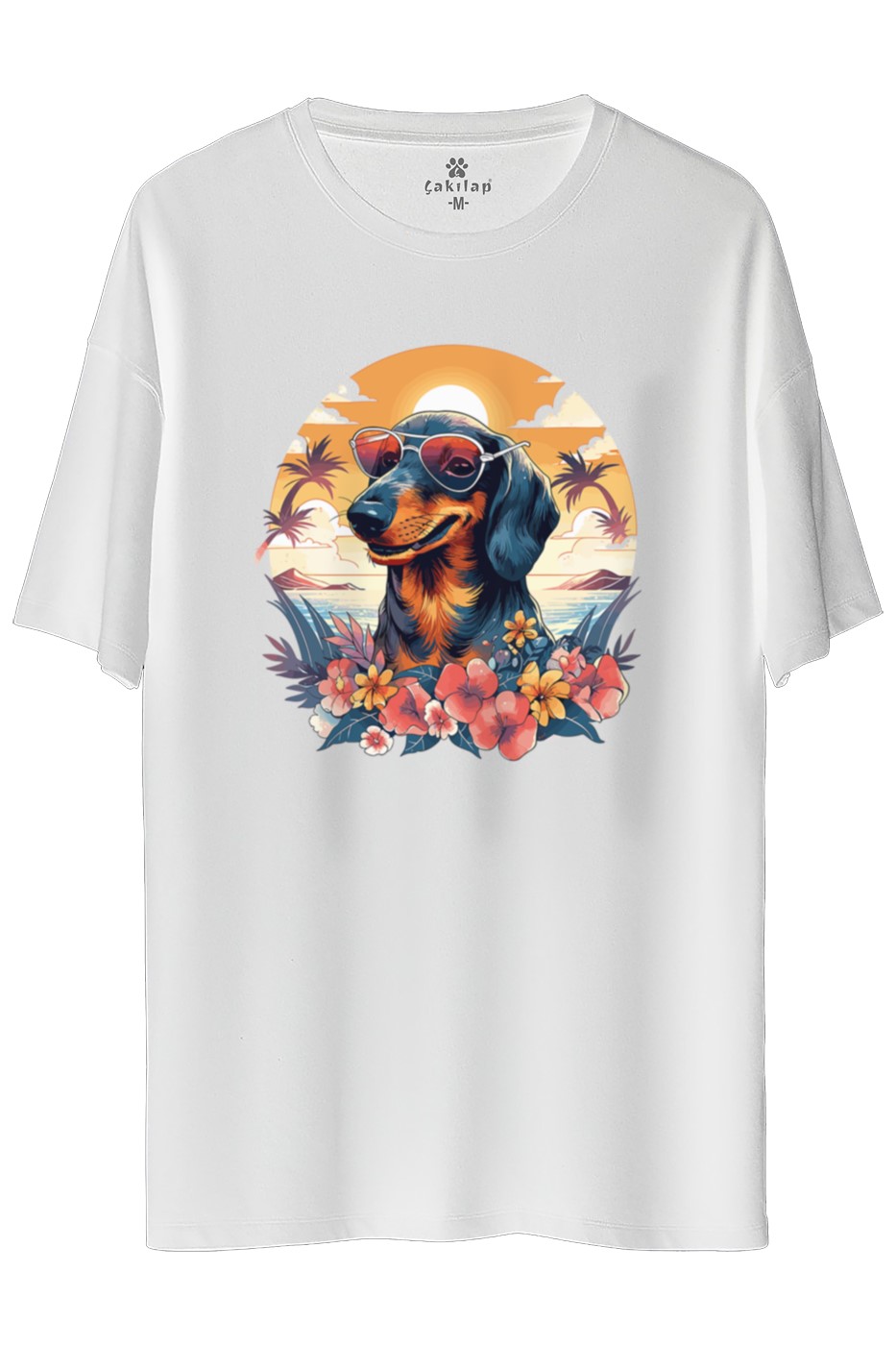 Köpek Baskılı Oversize Tişört