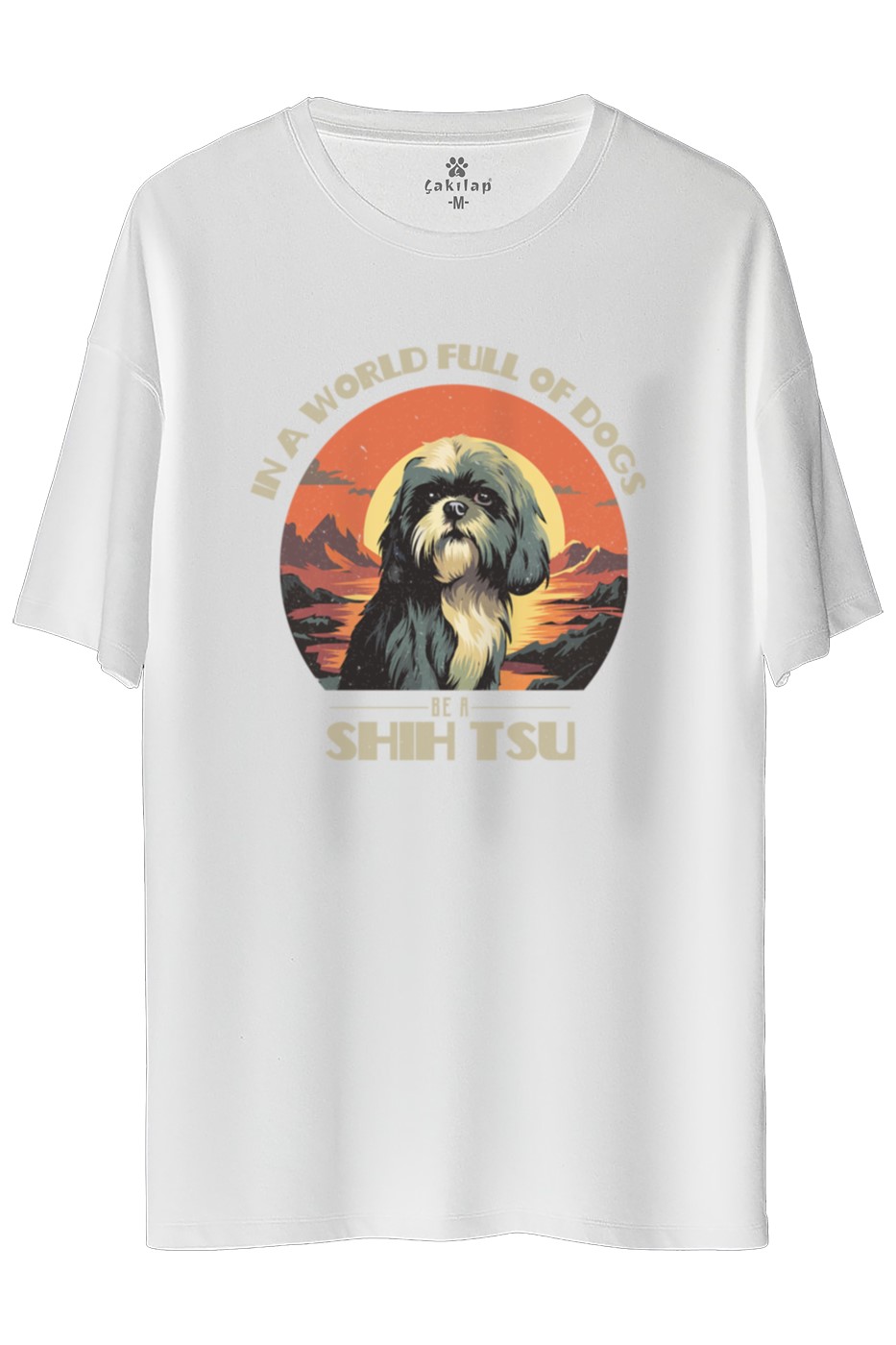 Köpek Baskılı Oversize Tişört