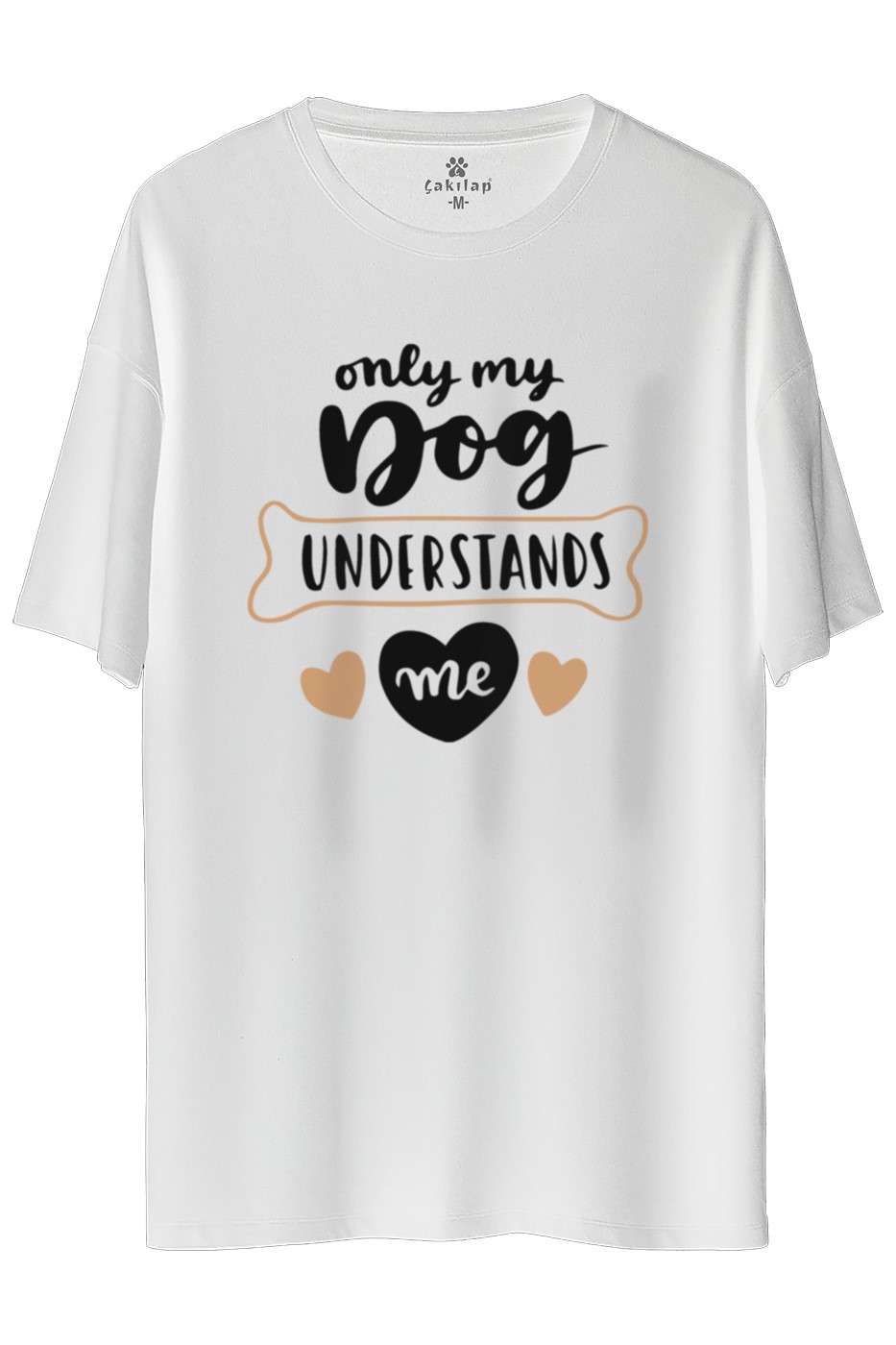 Köpek Baskılı Oversize Tişört