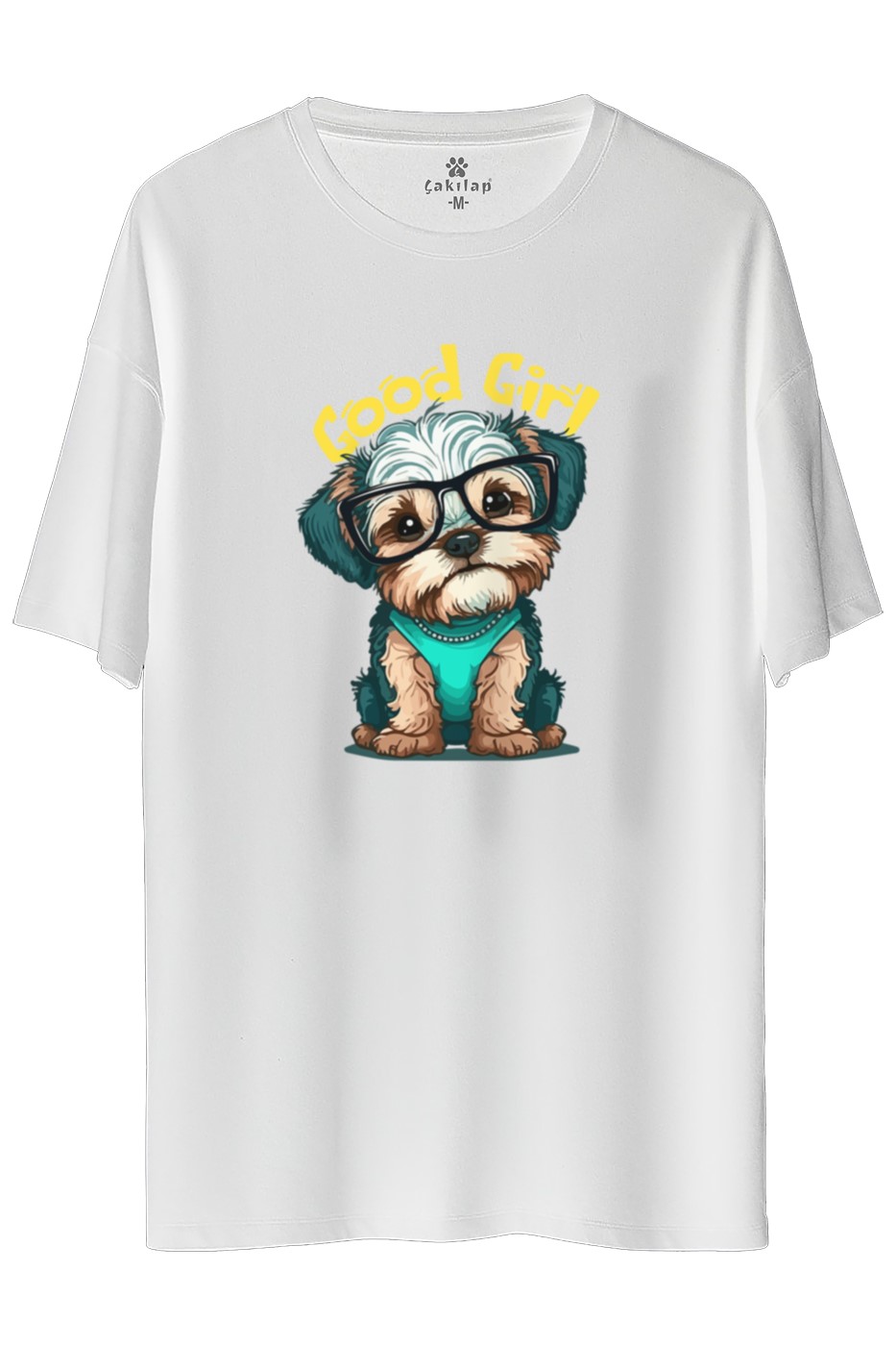 Köpek Baskılı Oversize Tişört