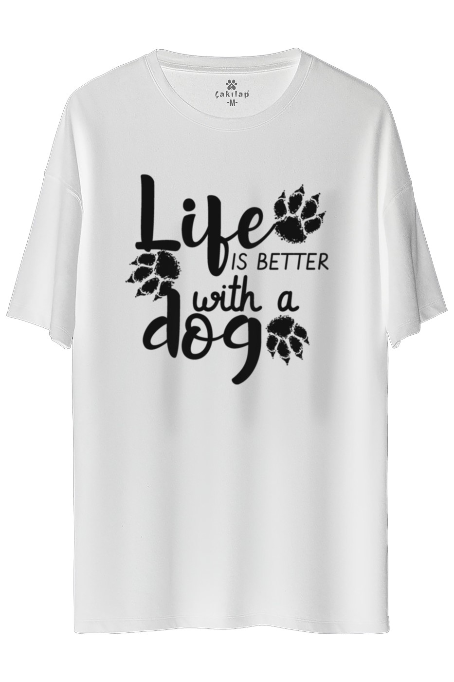 Köpek Baskılı Oversize Tişört