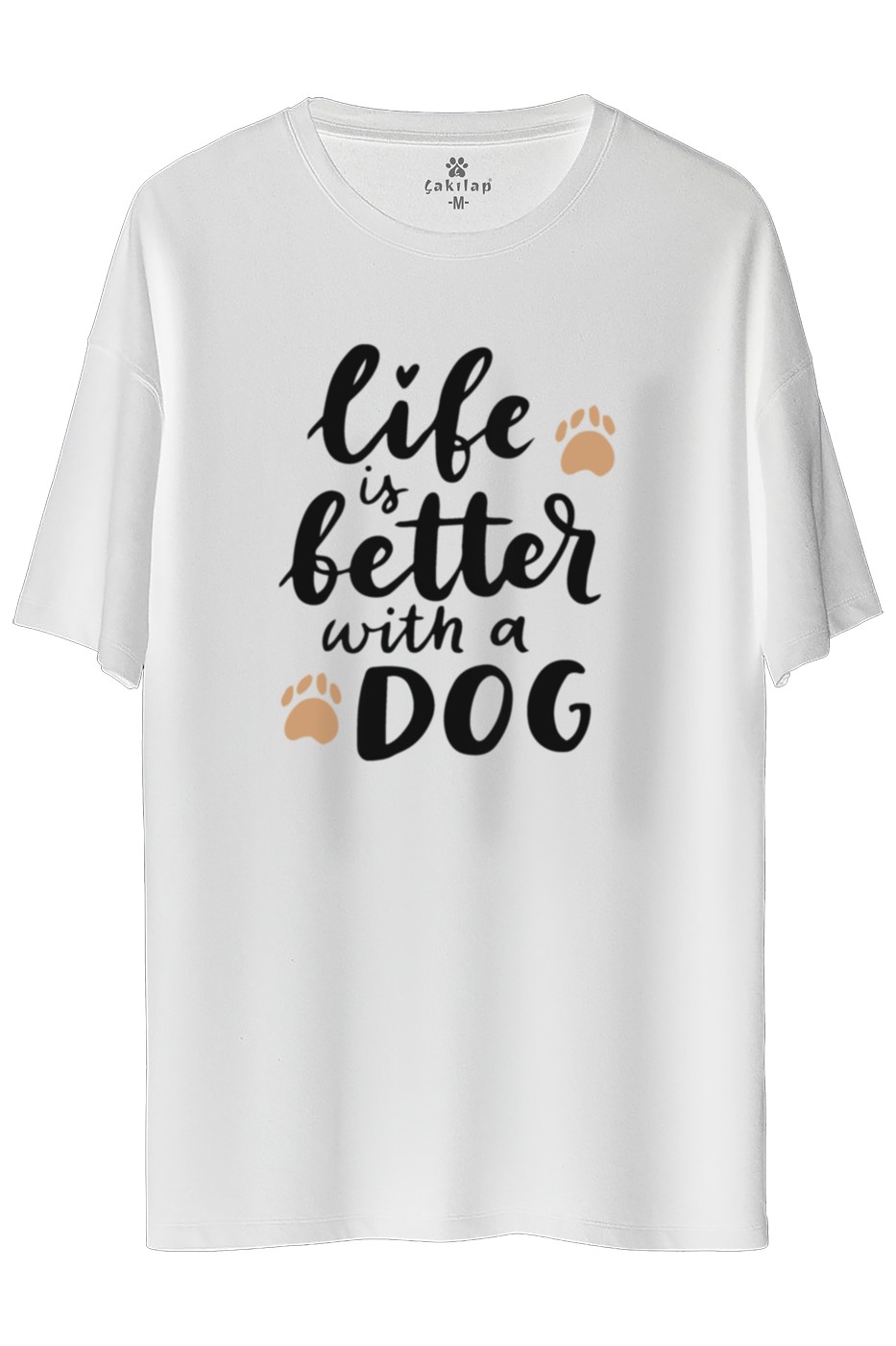 Köpek Baskılı Oversize Tişört