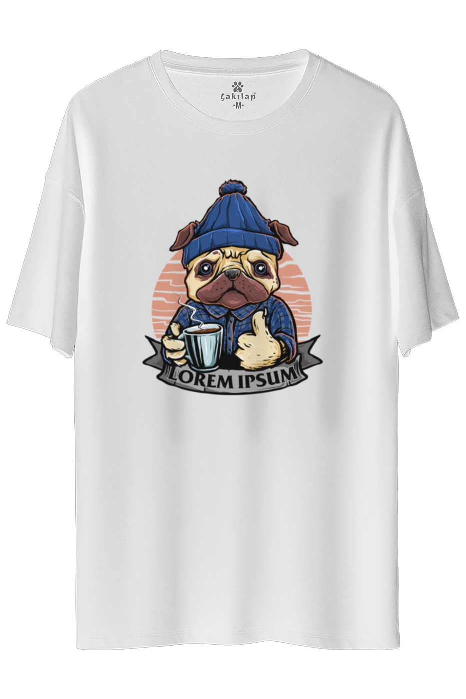 Köpek Baskılı Oversize Tişört