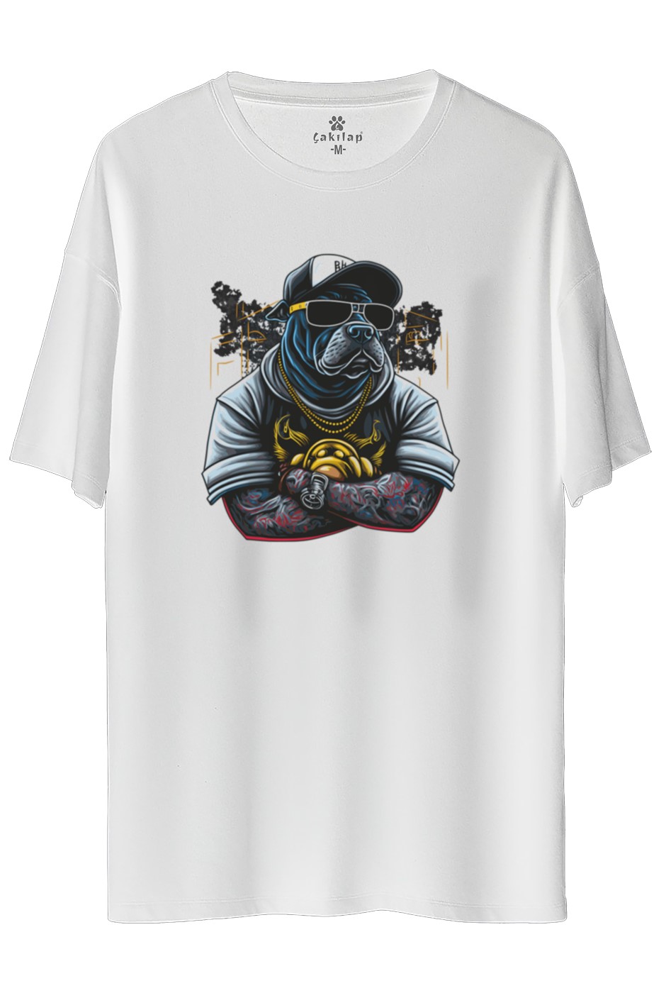 Köpek Baskılı Oversize Tişört