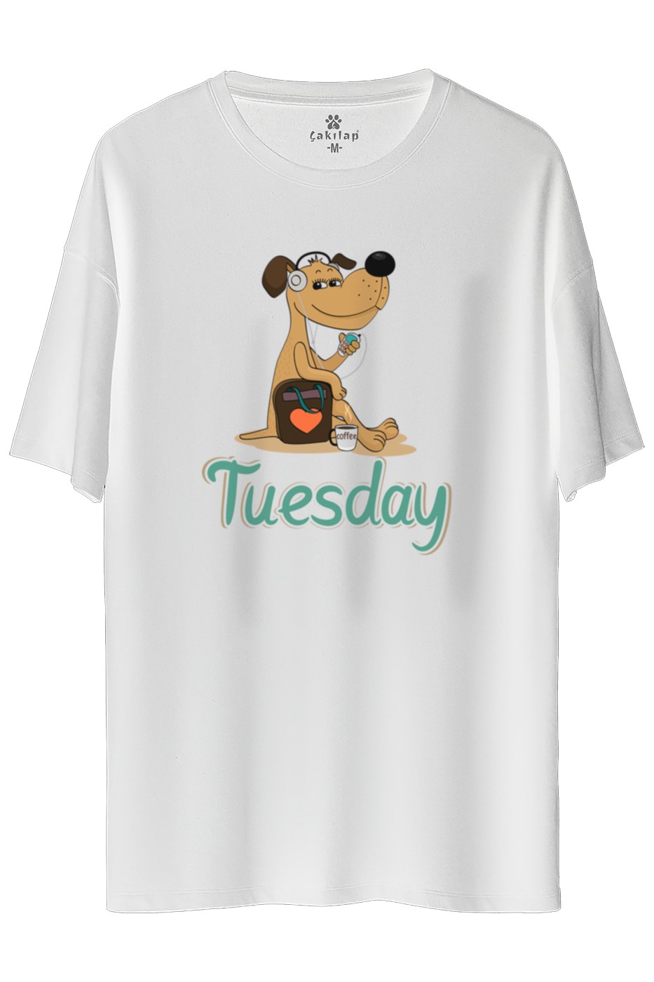 Köpek Baskılı Oversize Tişört