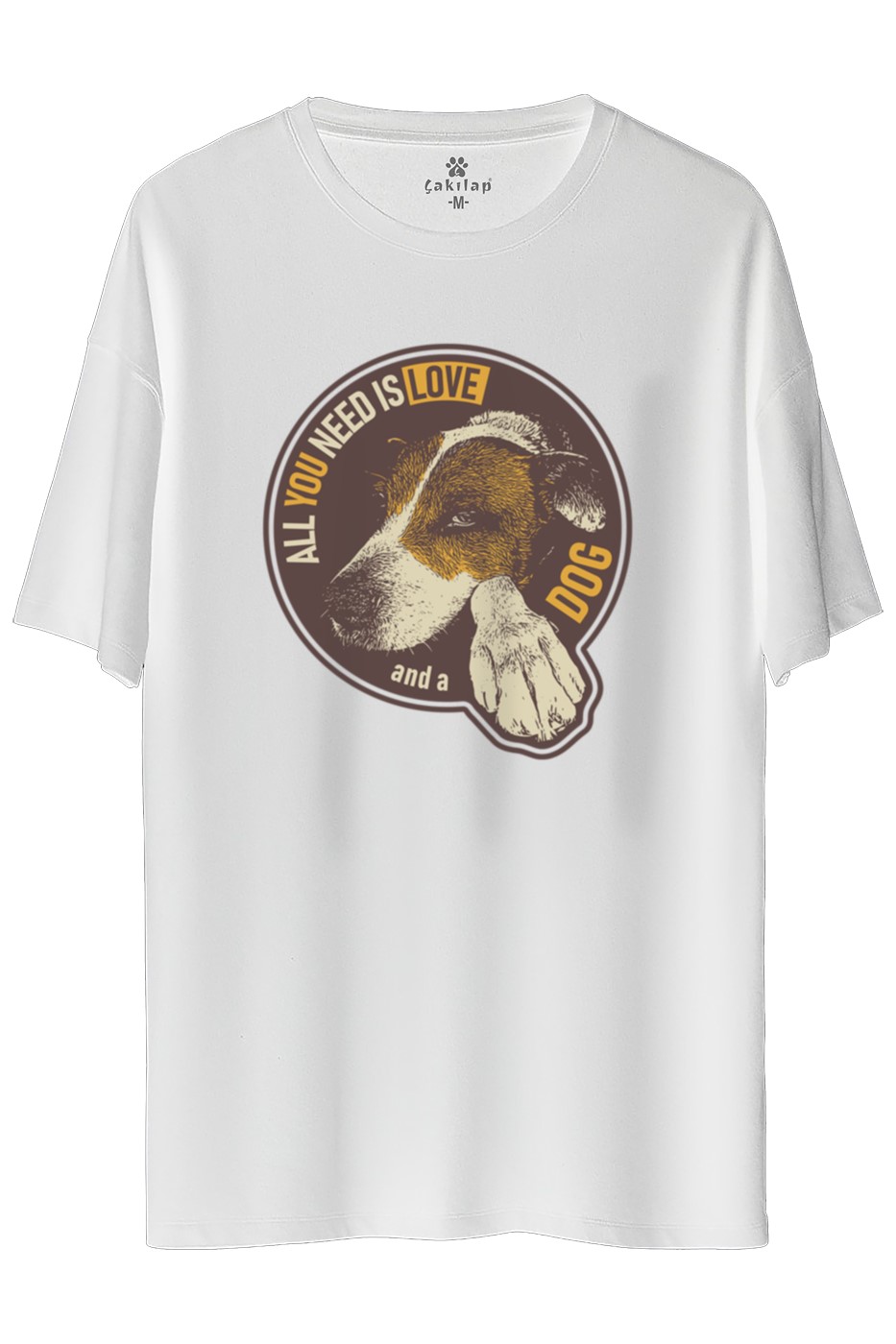 Köpek Baskılı Oversize Tişört