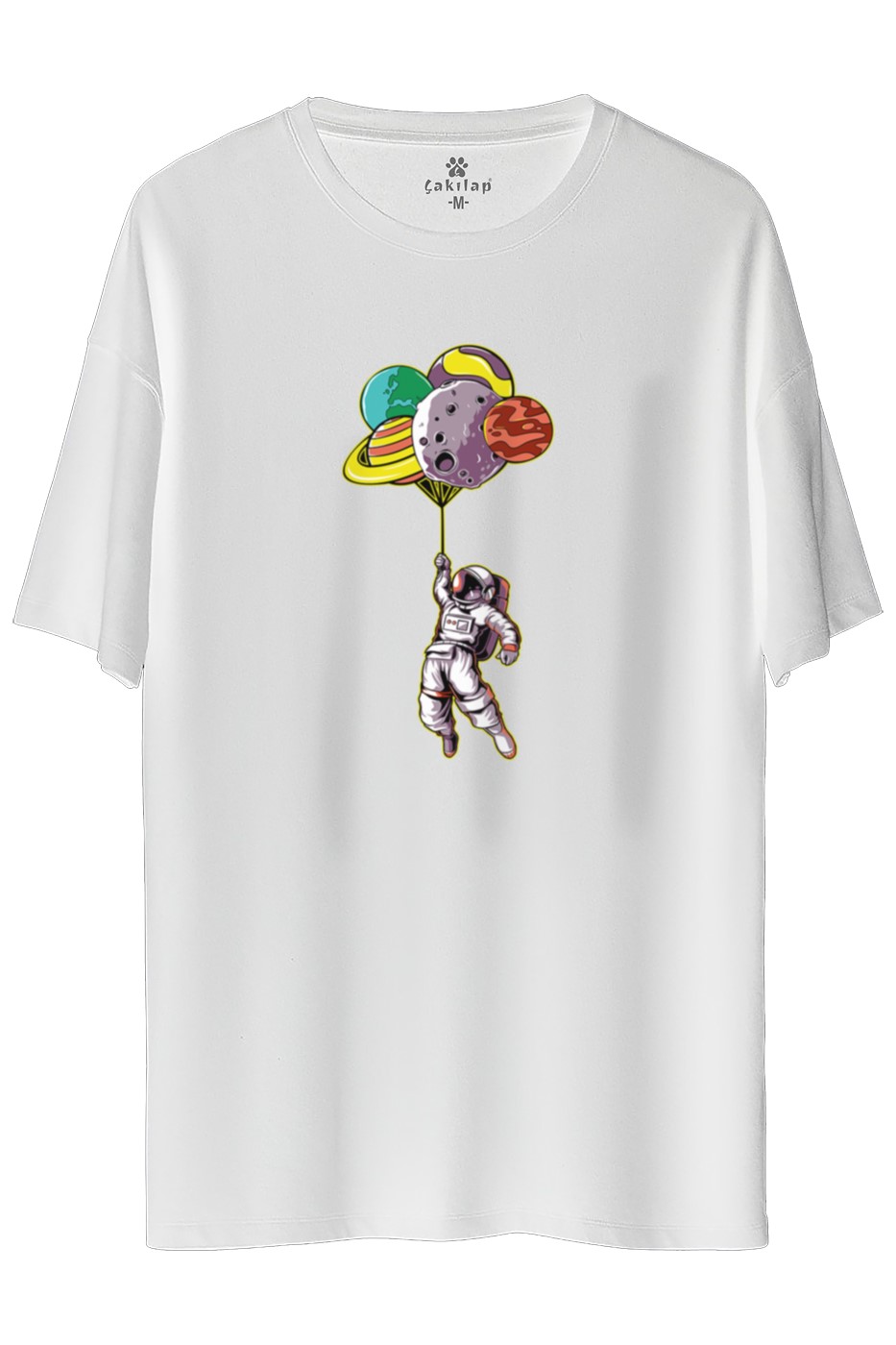 Astronot Baskılı Oversize Tişört