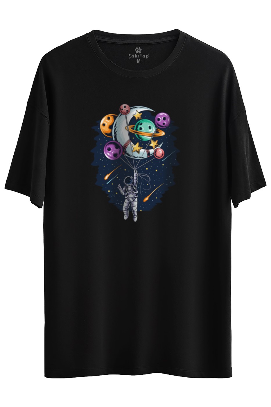Astronot Baskılı Oversize Tişört