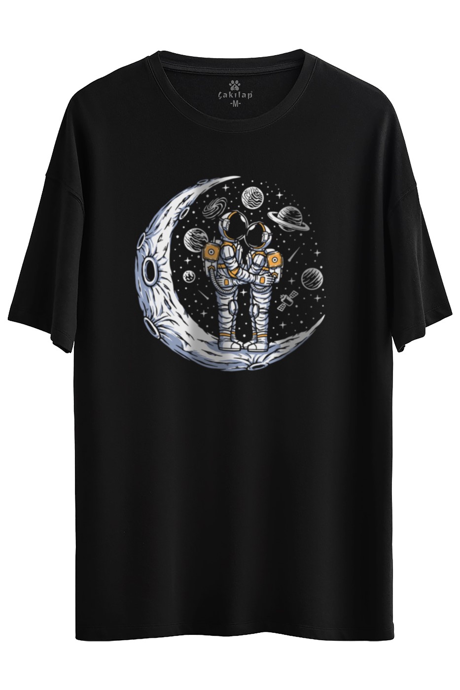 Astronot Baskılı Oversize Tişört