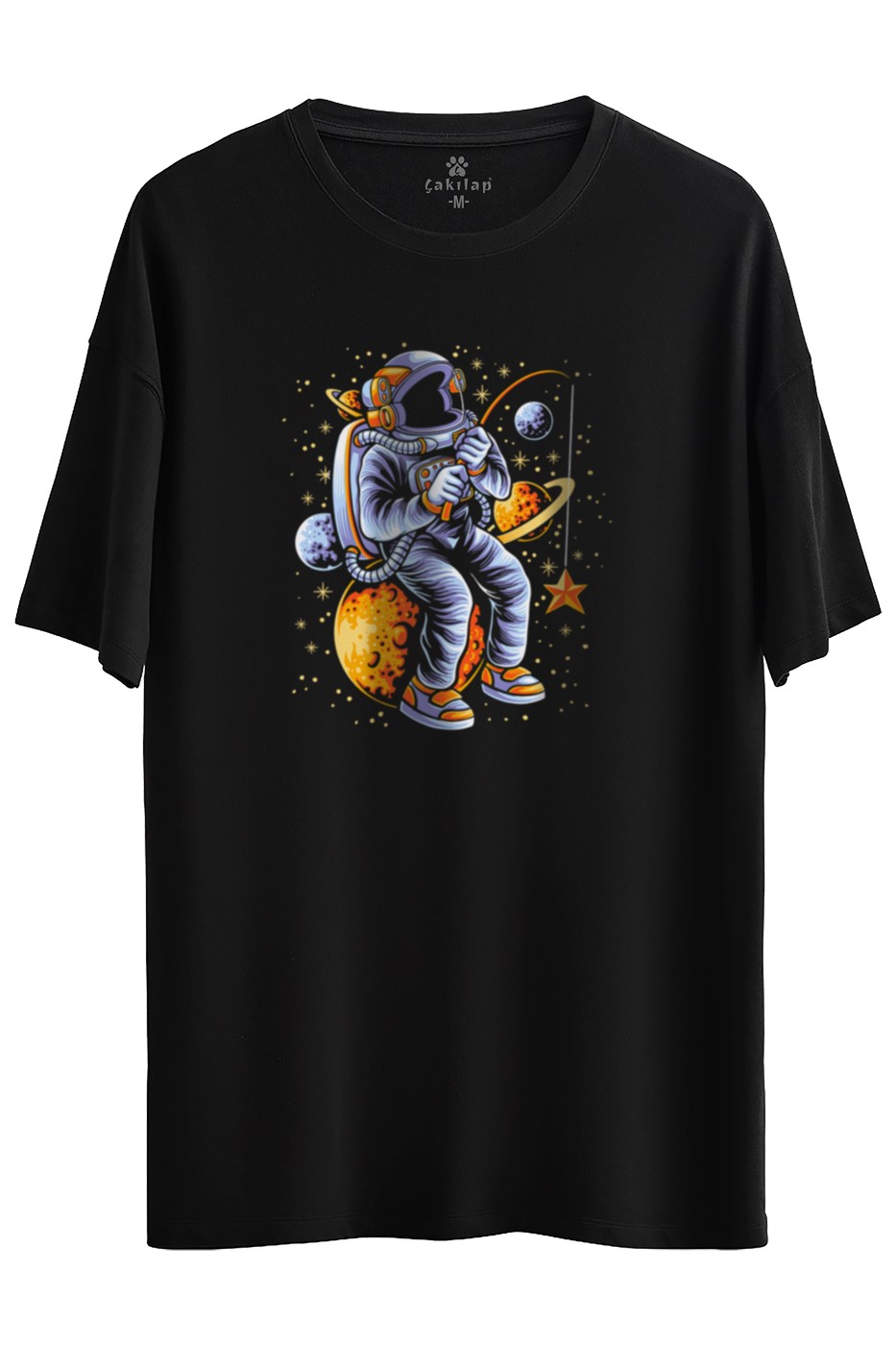 Astronot Baskılı Oversize Tişört