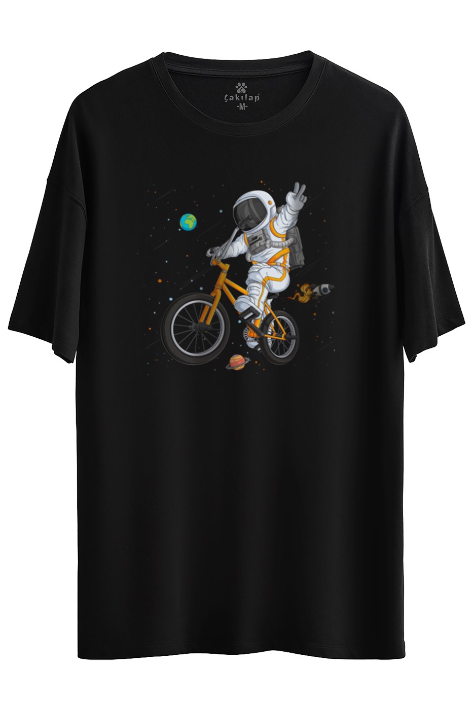 Astronot Baskılı Oversize Tişört