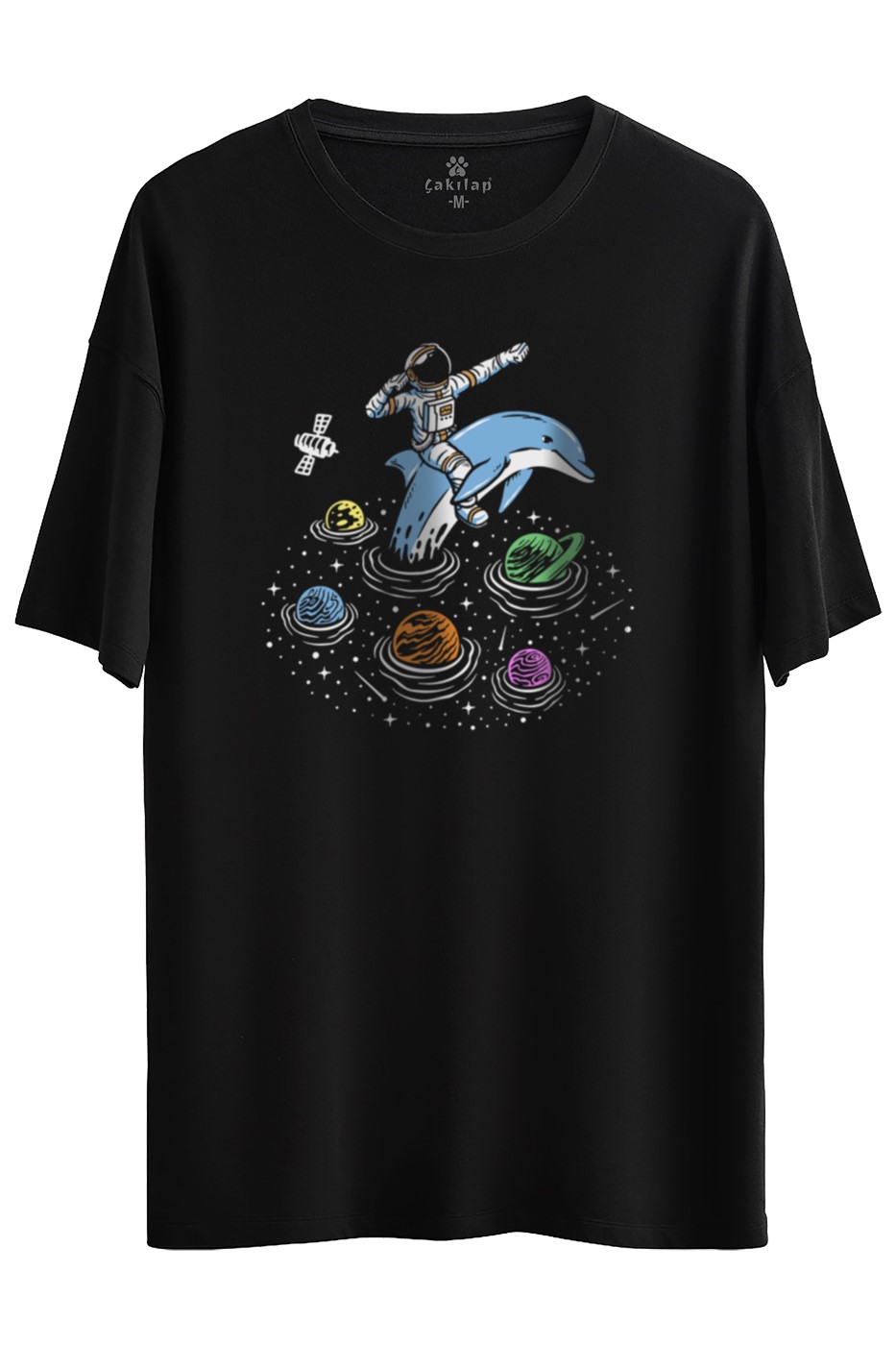 Astronot Baskılı Oversize Tişört