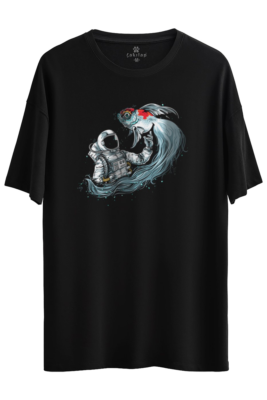Astronot Baskılı Oversize Tişört