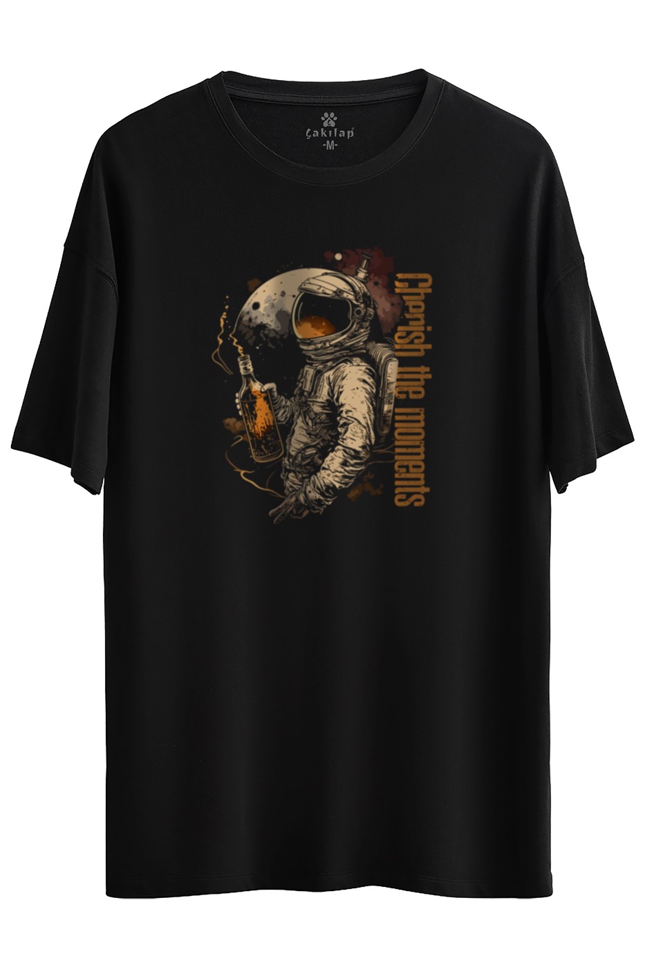 Astronot Baskılı Oversize Tişört