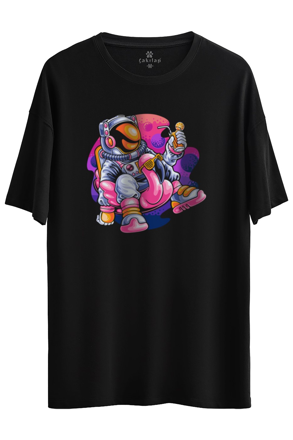 Astronot Baskılı Oversize Tişört