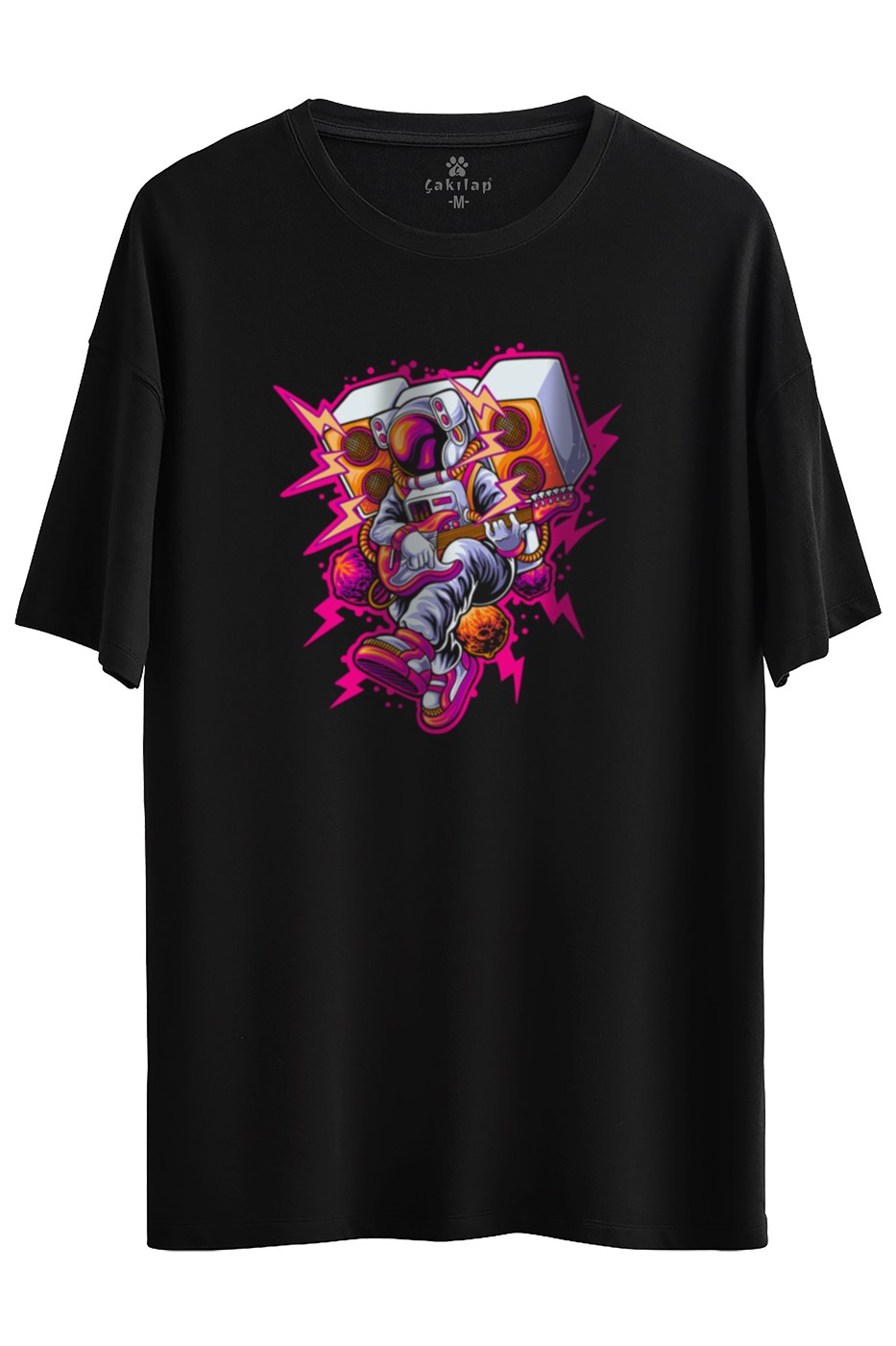 Astronot Baskılı Oversize Tişört