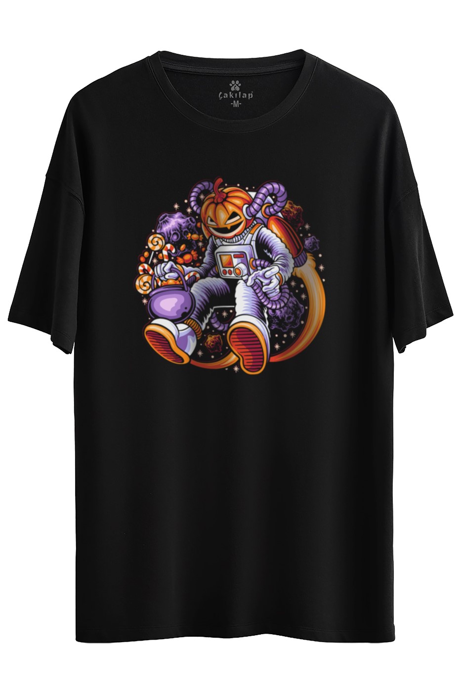 Astronot Baskılı Oversize Tişört