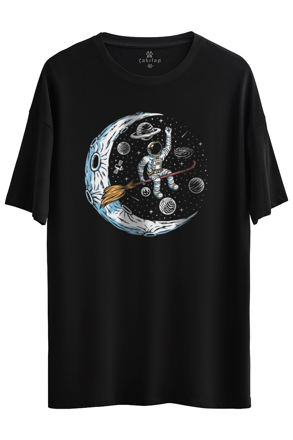 Astronot Baskılı Oversize Tişört
