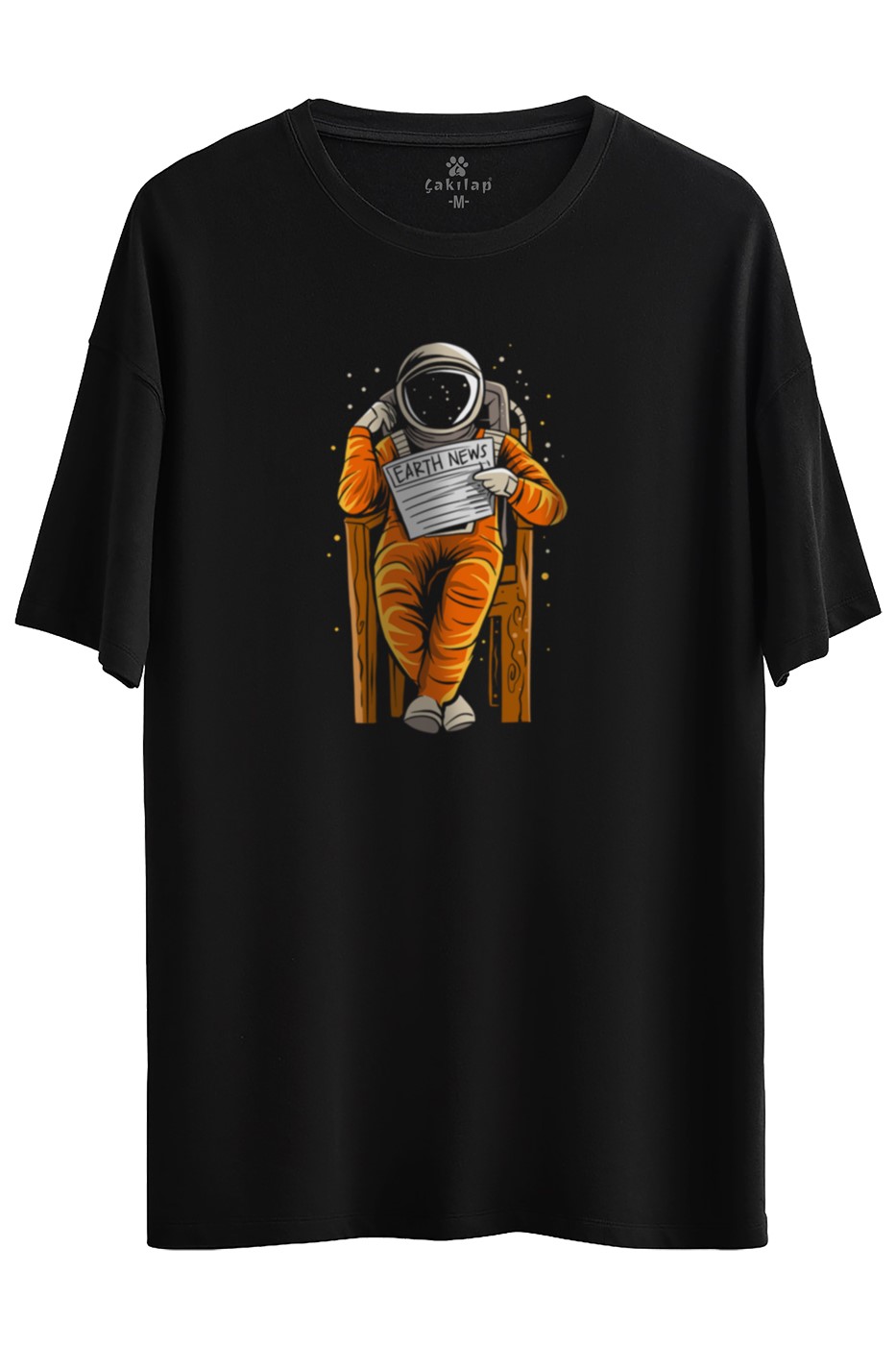 Astronot Baskılı Oversize Tişört