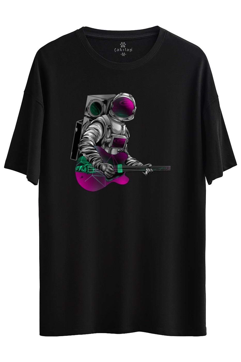 Astronot Baskılı Oversize Tişört