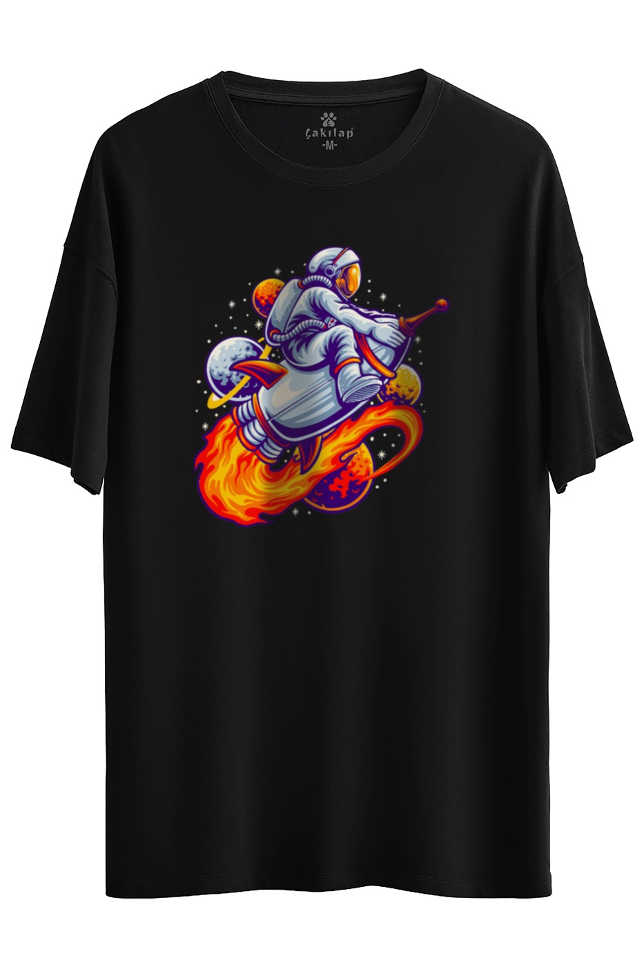 Astronot Baskılı Oversize Tişört