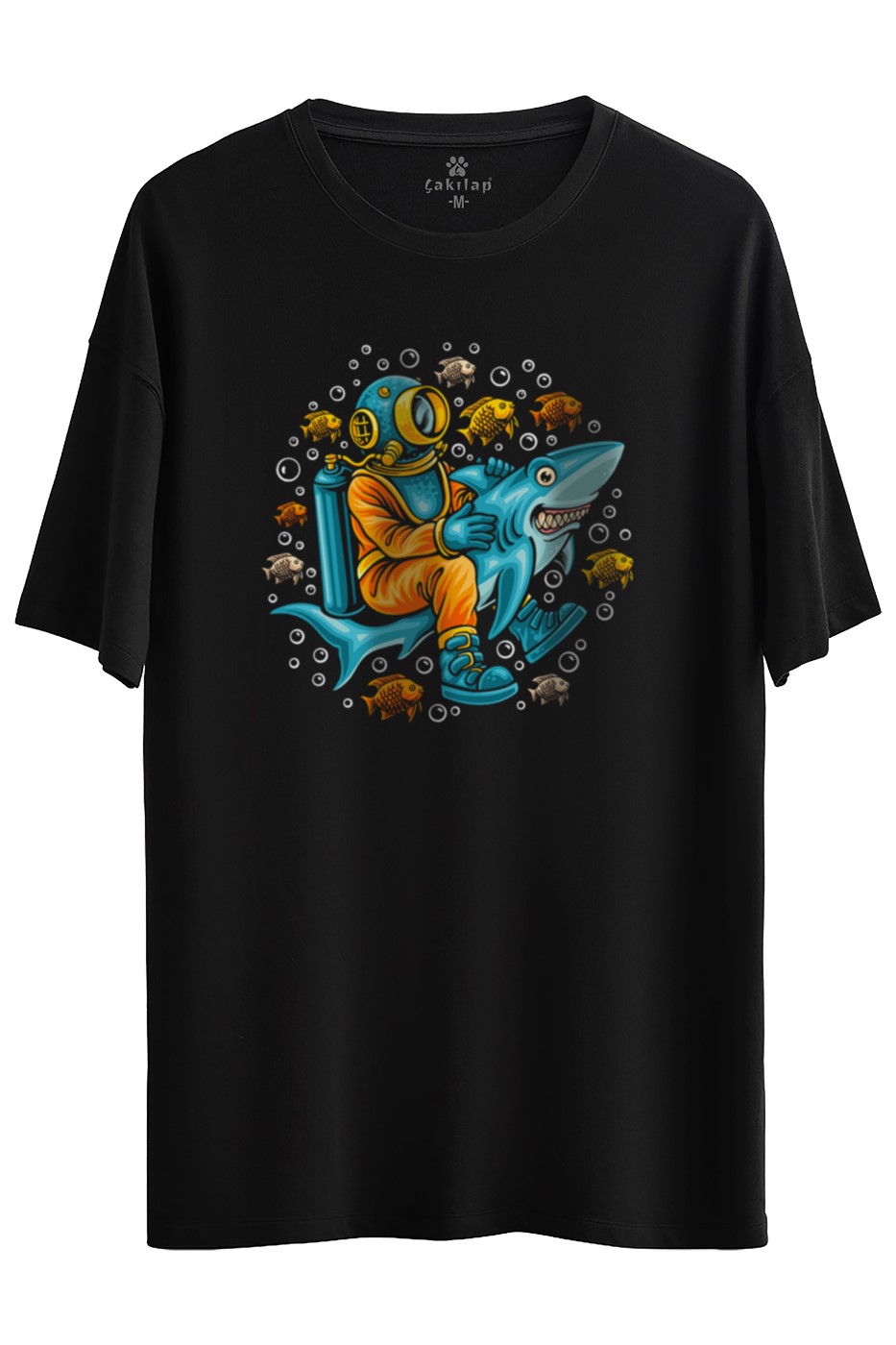 Astronot Baskılı Oversize Tişört