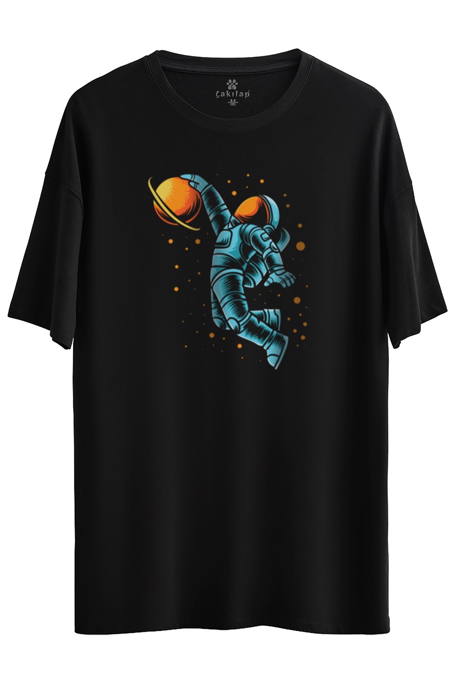 Astronot Baskılı Oversize Tişört
