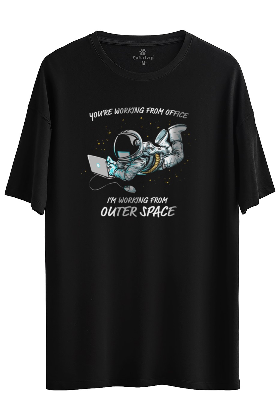 Astronot Baskılı Oversize Tişört