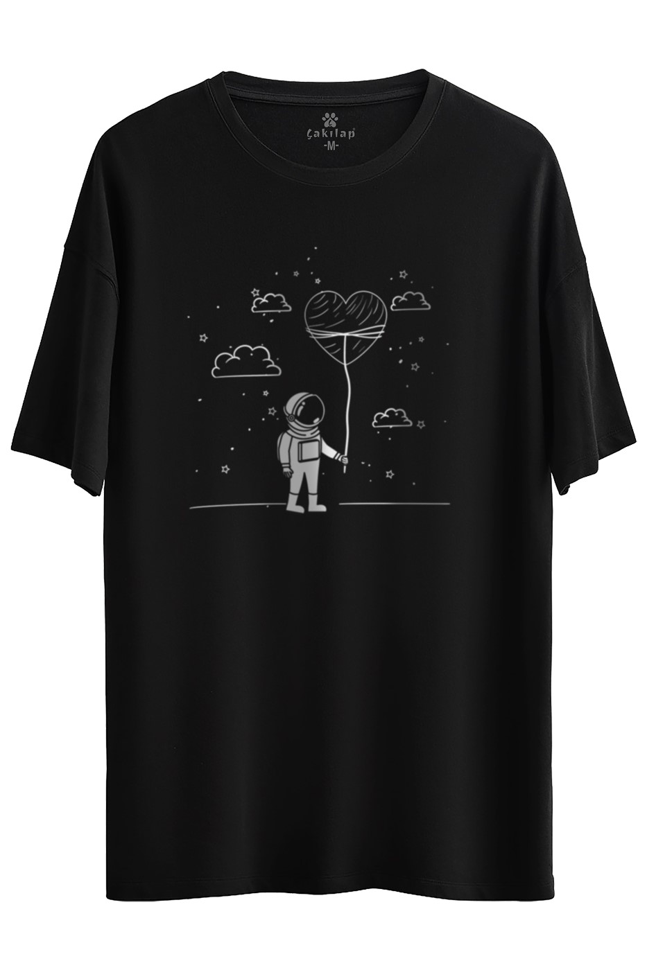 Astronot Baskılı Oversize Tişört