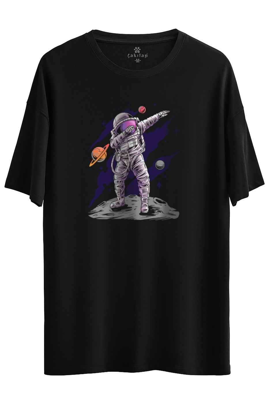 Astronot Baskılı Oversize Tişört