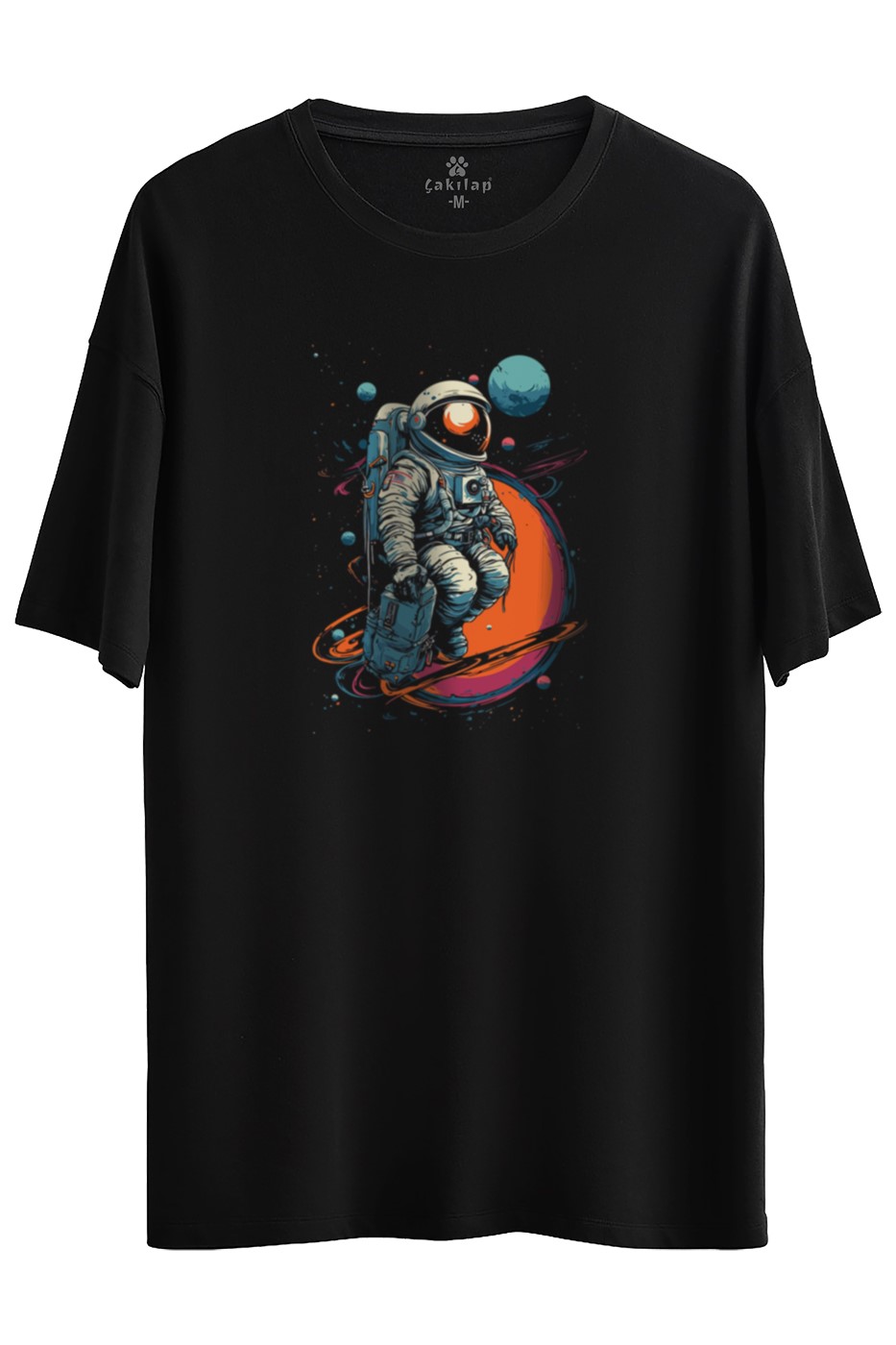Astronot Baskılı Oversize Tişört